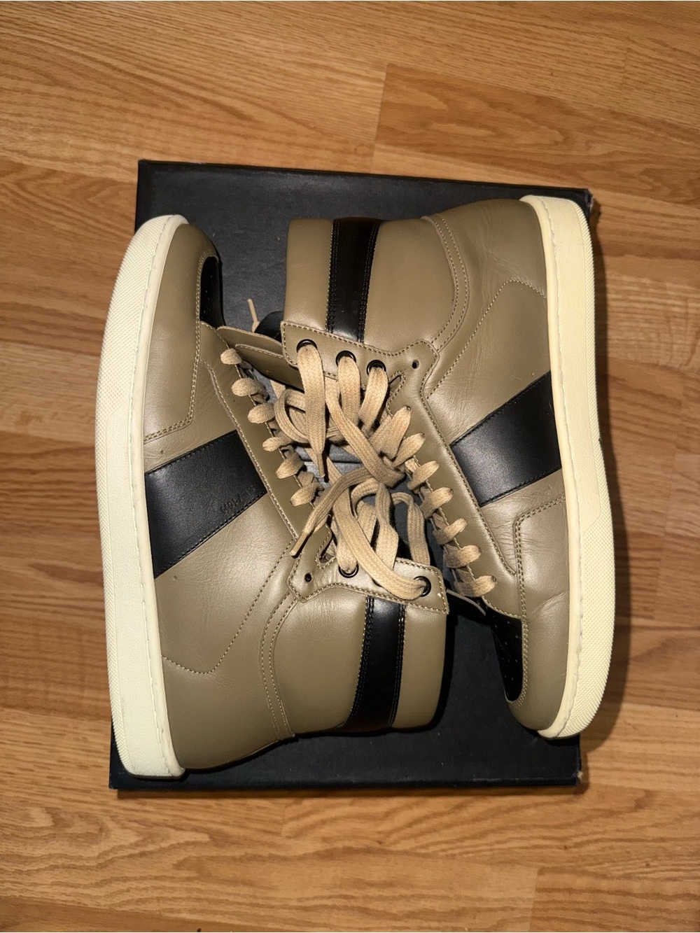 Saint Laurent High Top trainers in khaki and black SL/100H - Picture 3 of 5